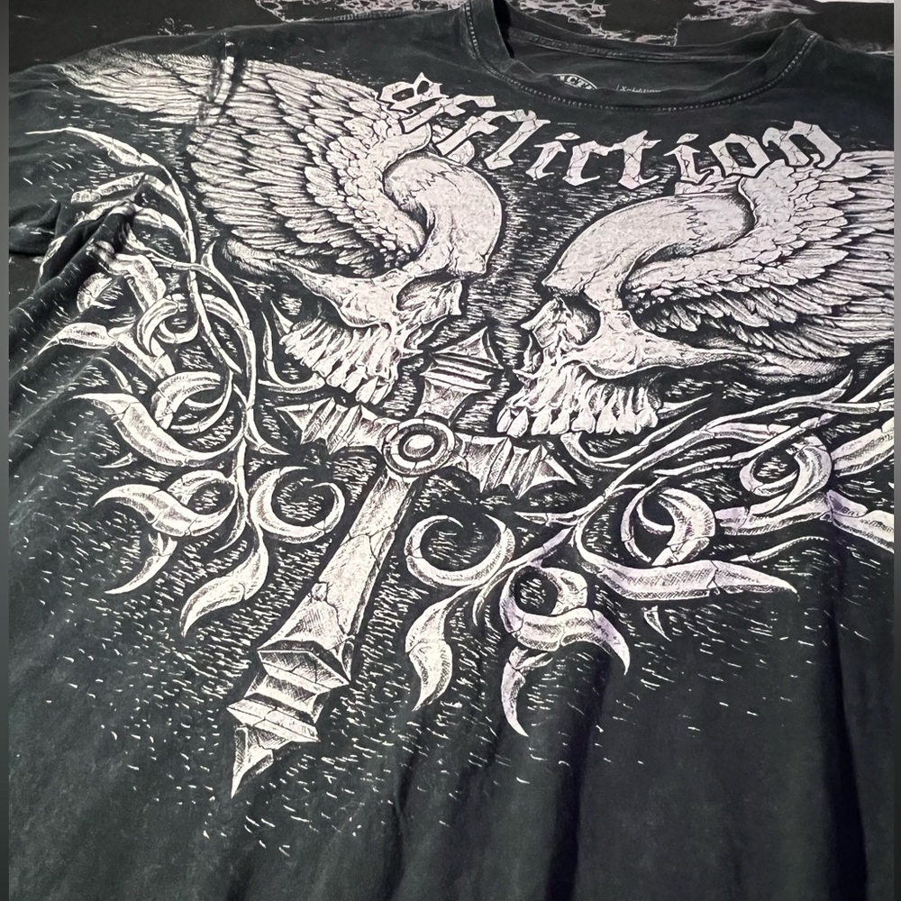 Affliction Men’s T-Shirt Authentic Classic Affliction Shirt Skulls and Cross